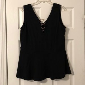 Black fit-flare tank top